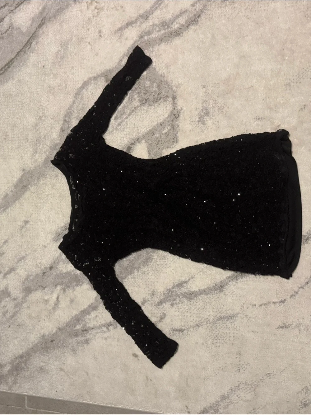 Sequin Hearts Black Lace Sequin Formal Dress